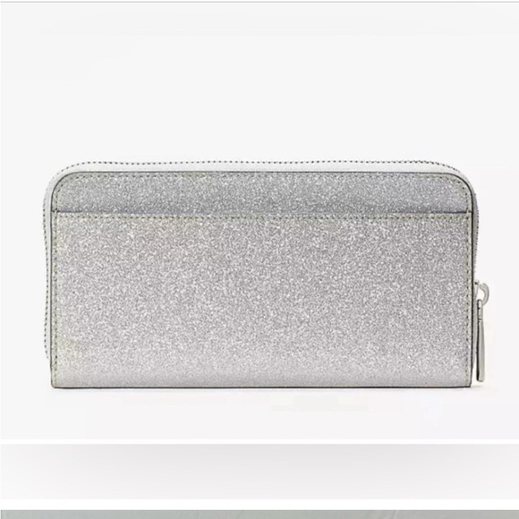 NIB Kate spade Shimmy Glitter Lunar Light Large Continental Wallet, Silver, NWT! - Picture 5 of 7